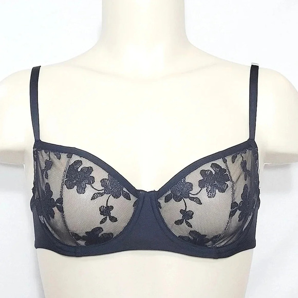 34DD Felina 190013 Sabrina Sheer Lace Demi Underwire Bra Black NWT - Picture 1 of 12